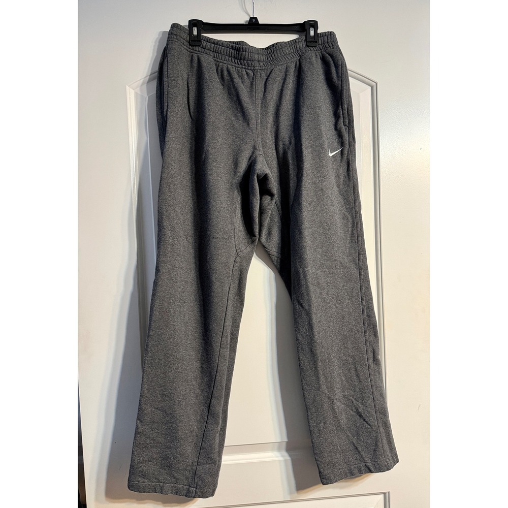 Nike Sweatpants L Grey Fleece Straight Leg Embroidered Logo Pockets Gorpcore